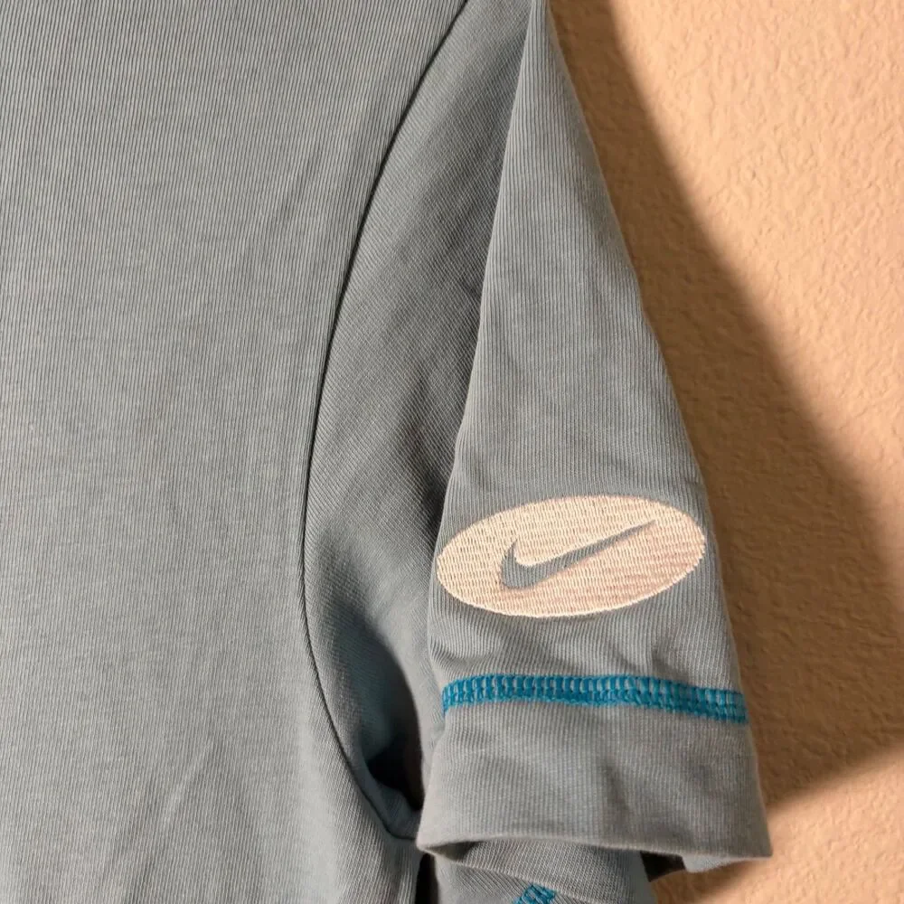 Nike Romper Women's Small Blue One Piece Hoodie 1/4 Zip Sweatshirt Short Sleeve